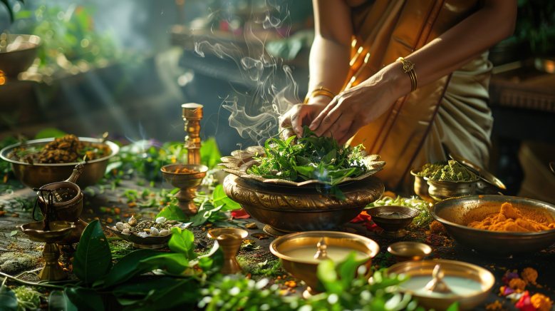 Herbal medicine preparation at Ariyaan Siddha